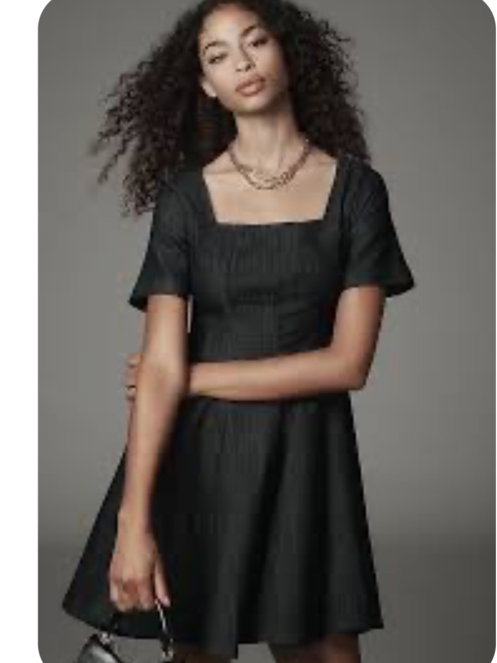 Pilcro Anthropologie Denim Fit & Flare Dress XS Dark Wash Square Neck